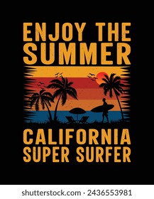  enjoy the summer california super surfer summer beach t shirt design