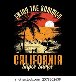 Enjoy the summer California Super surfer - Summer beach t shirt design.