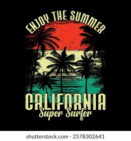 Enjoy the summer California Super surfer - Summer beach t shirt design.