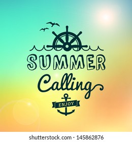 Enjoy Summer calling Sunrise hawaii vector text typography vintage poster isolated from background.