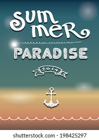 Enjoy Summer calling vector text typography vintage poster isolated from background. Summer paradise. 