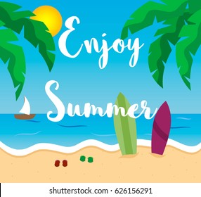 Enjoy summer cartoon style poster.