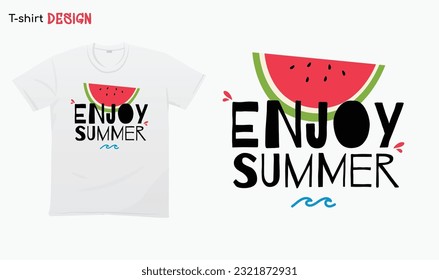 "Enjoy Summer" Funny summer Quote.Retro Summer Watermelon, I love summer .For stickers, t-shirts,mugs, etc. Eps 10. 