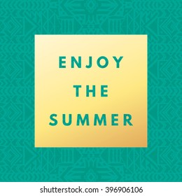 Enjoy the summer gold hipster boho chic background with aztec tribal mexican texture. Minimal printable journaling card, creative card, art print, minimal label design for banner, poster, flyer.