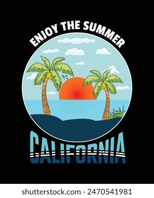 Enjoy the summer. Enjoy Great Summer, T-shirt, Typography T-shirt Design, Vector Illustration, print, poster, banner, flyer, postcard, Beach Paradise Print T-shirt Graphics Design,