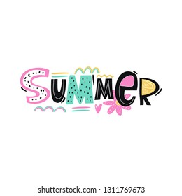 Enjoy Summer - hand written lettering quote. Fresh summer print with lettering