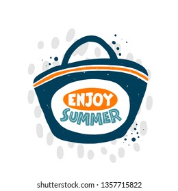 Enjoy summer. Hand-lettering phrase. Scandinavian style. Vector illustration for logotype, travel agency, holiday, template and print design, beach vacation, placard, card, poster, banner
