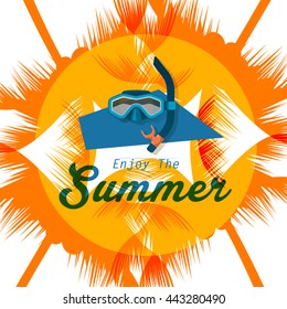 Enjoy the Summer holiday with Coconut leaves.Vector illustration