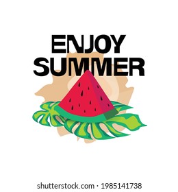 Disfrutar del vector de diseño de ilustración de verano aislado en fondo blanco