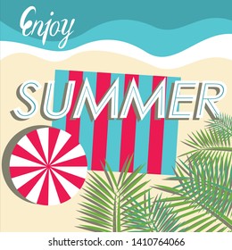 Enjoy Summer on a beach typography 