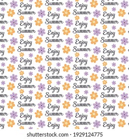 Disfruta del patrón de verano con flores y letras.