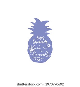 Enjoy summer in pineapple frame vector design