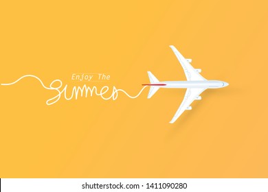 Enjoy Summer of season travel with airplane. Vector illustration