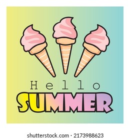 Enjoy Summer Text Ice Cream Cone Stock Vector (Royalty Free) 2173988623 ...