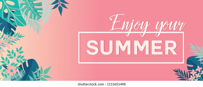 Enjoy summer time banner vector illustration
