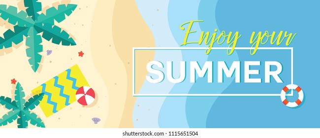 Enjoy summer time banner vector illustration