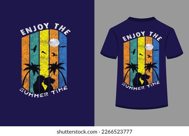 Enjoy the summer time creative typography t shirt design. This is an editable and printable high quality vector eps file.