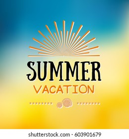 Enjoy The Summer Time logo Template. Vector Typographic Design Label. Holidays lettering.  Tropical party paradise, sea, sunshine, weekend tour, beach vacation, adventure label