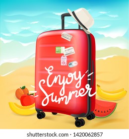 Enjoy summer travel concept with calligraphic logo