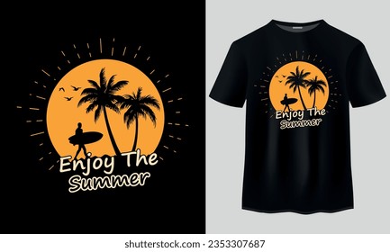 Enjoy The Summer T-Shirt Design. Summer T-shirt Design, Typography T-shirt Design, Vintage T-Shirt Design, Summer tshirt,  svg