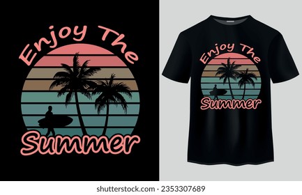 Enjoy The Summer T-Shirt Design. Summer T-shirt Design, Typography T-shirt Design, Vintage T-Shirt Design, Summer tshirt,  svg