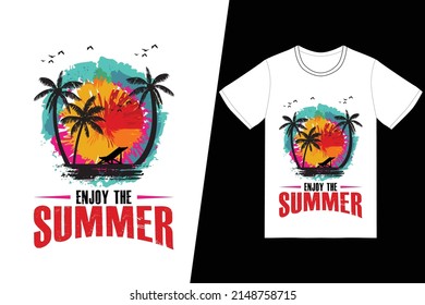 Disfrute del diseño de camisetas de verano. Vector de diseño de camisetas de verano. Para la impresión de camisetas y otros usos.