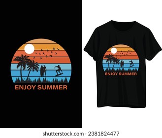 Genießen Sie das sommerliche T-Shirt-Design, Vektorgrafik
