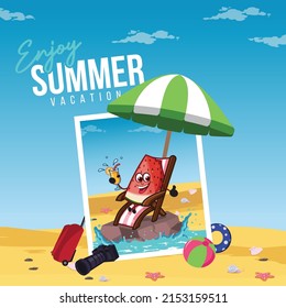 Enjoy summer vacation banner design template.
