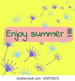 Enjoy summer. vector banner design with copyspace for your text and hand drawn  flowers in the background.save the date cards and other design. Vector illustration.