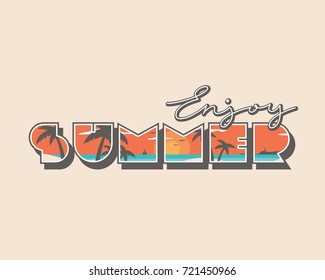 Enjoy summer. Vector traveling illustration.