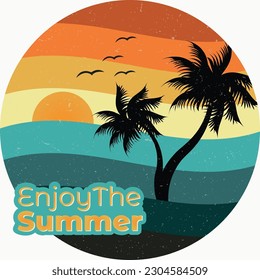 Enjoy the summer vector t-shirt design with palm trees