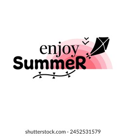 Enjoy summer. Summer vibes. Summer lettering. Summer time. Inscription for cards, posters, printing on T-shirts.
