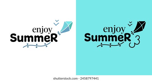 Enjoy summer. Summer vibes. Summer lettering. Summer time. Inscription for cards, posters, printing on T-shirts.
