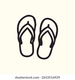 Desfrute das vibrações de verão com esta ilustração minimalista de um par de chinelos perfeitos para dias de praia ou passeios casuais em um clima quente