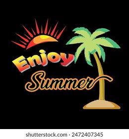 Enjoy summer,Vector Summer lettering concept