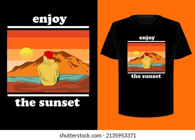 Enjoy the sunset retro vintage t shirt design