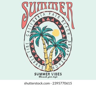 Enjoy the surf paradise. Palm tree. Surfing club graphic print design for t shirt. Beach hand sketch graphic design for t shirt print, poster, sticker, background and other uses.