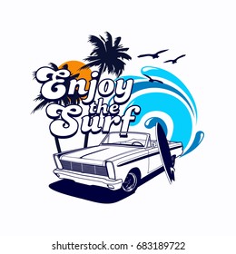Enjoy the Surf vector T-shirt graphic design