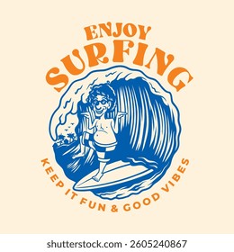 ENJOY SURFING vector illustration tshirt design