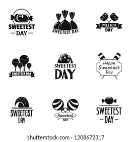 Enjoy sweetest day logo set. Simple set of 9 enjoy sweetest day vector logo for web design on white background