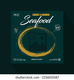 Enjoy tasty seafood social media post template design for restaurant social media food design template.