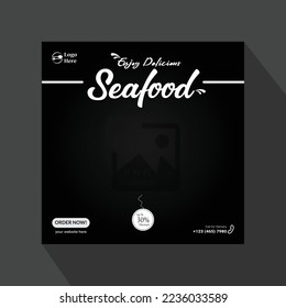 Enjoy tasty seafood social media post template design for restaurant social media food design template.