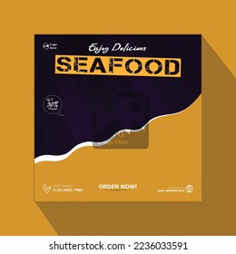 Enjoy tasty seafood social media post template design for restaurant social media food design template.