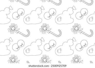 Enjoy this festive Christmas coloring page featuring candy canes, gifts, and holiday bells. Perfect for holiday-themed coloring activities for kids and adults.