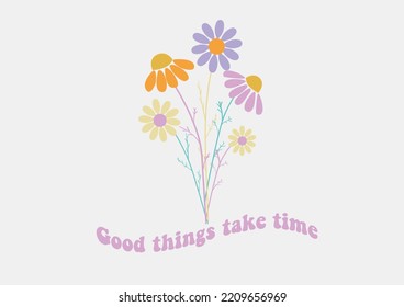 Enjoy Today Daisy Flower Vector Hand Drawn