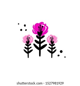 Enjoy today flat hand drawn illustration. Spring holiday vector poster. Multicolor flowers in scandinavian style illustration. 