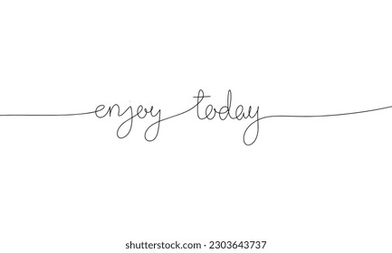 disfruta de la palabra de hoy - continua una línea con la palabra. Dibujo minimalista de la ilustración de la frase.