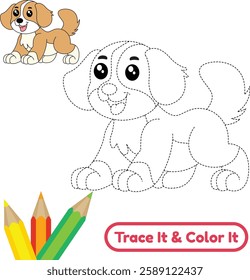 Enjoy tracing and coloring this beautiful dog vector. Perfect for kids and adults who love fun, creative dog art and want to experience relaxing coloring activities.