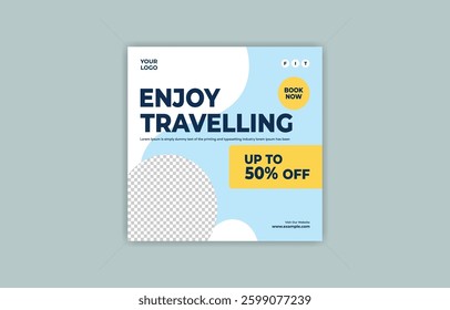 Enjoy Travelling Promotional Banner with Discount Offer