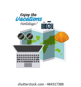 enjoy the vacations holidays vector illustration design